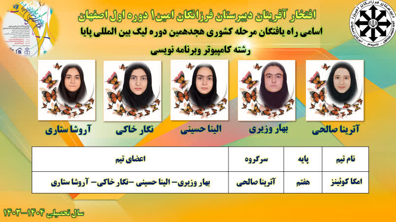راه یافتگان کشوری هجدمین دوره لیگ پایا در رشته برنامه نویسی و علوم کامپیوتر